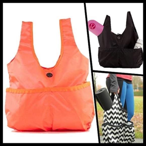 Lululemon Large Packable Yoga Gym Travel Bag Neon Orange - Picture 11 of 12